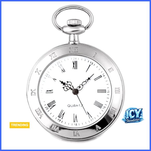 Vintage Pocket Watch with Roman Numerals, Alloy Case, Quartz Movement main image 4